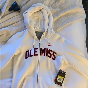 White Ole Miss Zip Hoodie